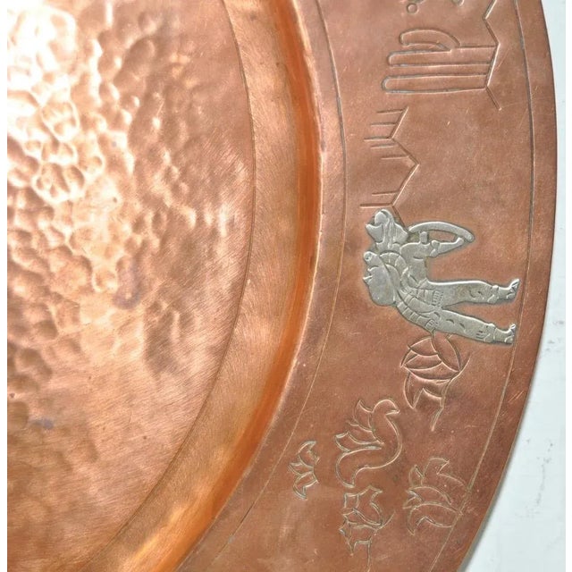 Mid Century Modern Copper Platter W/ Sterling Figures Surround C.1950s For Sale In San Francisco - Image 6 of 10