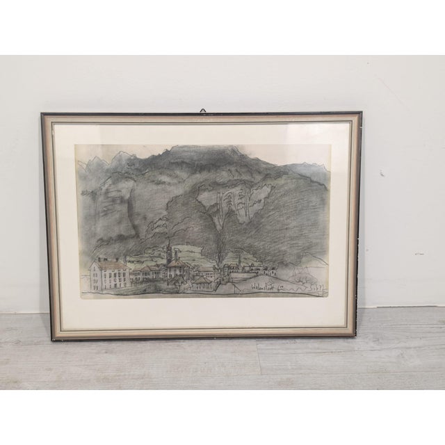 Walenstadt in Switzerland at the Foot of the Mountains, 1960s, Lithograph For Sale - Image 11 of 11
