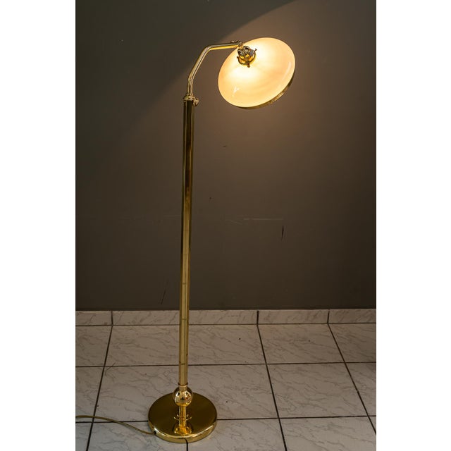 1920s Height-Adjustable Swivel Floor Lamp with Opal Glass Shade, Vienna, Austria, 1920s For Sale - Image 5 of 18