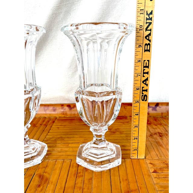 1970s Pair of Biedermeier-Style Crystal Vases For Sale - Image 5 of 5
