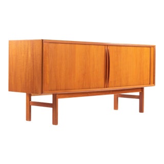 Danish Bernhard Pedersen & Son Teak Credenza With Tambour Doors For Sale