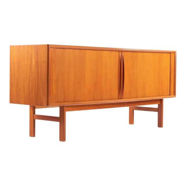 Danish Bernhard Pedersen & Son Teak Credenza With Tambour Doors For Sale