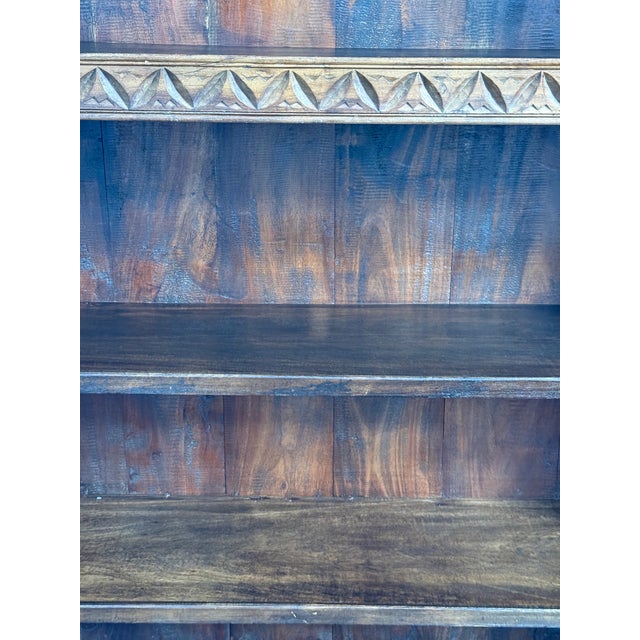 Wood Carved Wood Open Bookcase, Vintage For Sale - Image 7 of 12