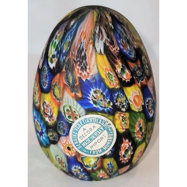 Italian 1970s Murano Glass Mille Fiore Egg Paperweighti For Sale - Image 3 of 7