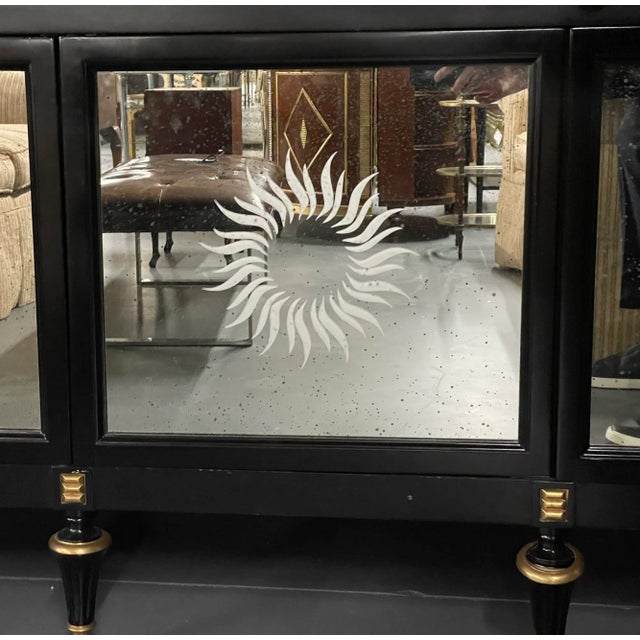 Hollywood Regency Style Ebony Cabinet, Bookcase, Entertainment Unit, Breakfront For Sale In New York - Image 6 of 12