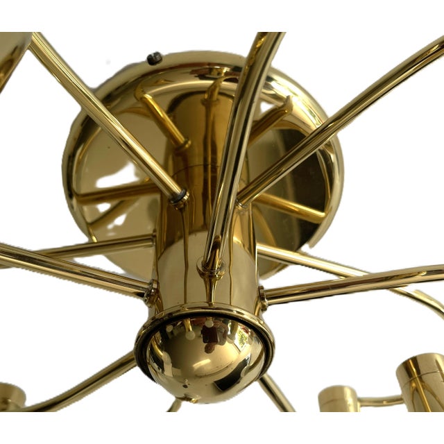 1970s Mid-Century Brass 10-Light Chandelier from Honsel Leuchten, Germany, 1970s For Sale - Image 5 of 10