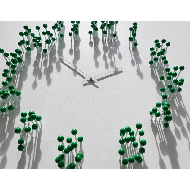 Mocapwhite-Green Illusionistic Wall Clock by Jan Paul For Sale - Image 12 of 13