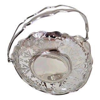 Antique Sterling Silver Swing Handle Basket, 1913 For Sale
