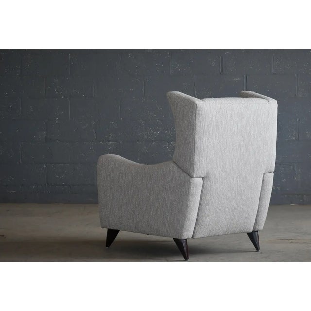 1990s Vladimir Kagan Style Juno Wingback Recliner Chair Newly Reupholstered For Sale - Image 9 of 11