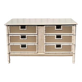 Stanley Faux Bamboo Six Drawer Dresser For Sale