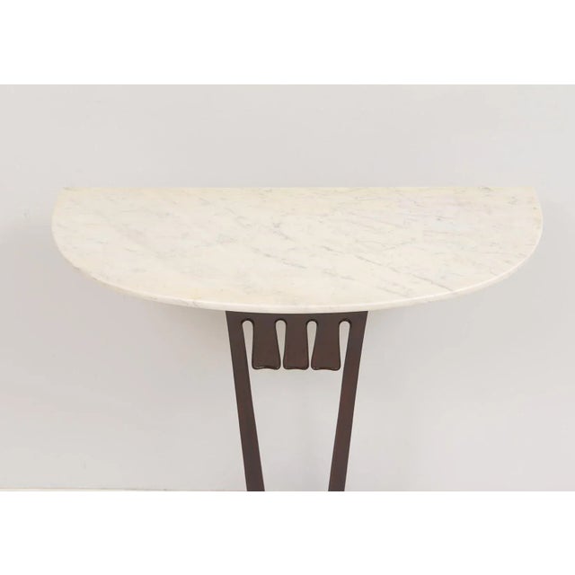 Mahogany Art Deco Style Consoles With Marble Tops - a Pair For Sale - Image 4 of 11