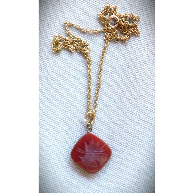 Antique Carnelian Square Fob on Chain, Intaglio Helmeted Soldier For Sale In New York - Image 6 of 12
