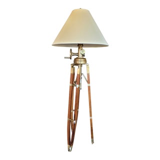 Restoration Hardware Royal Marine Brass Tripod Floor Lamp For Sale