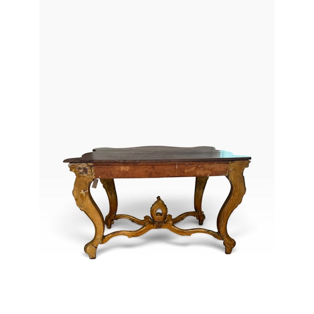 Wood Antique 18c Louis XVI Giltwood & Walnut Console Table For Sale - Image 7 of 7