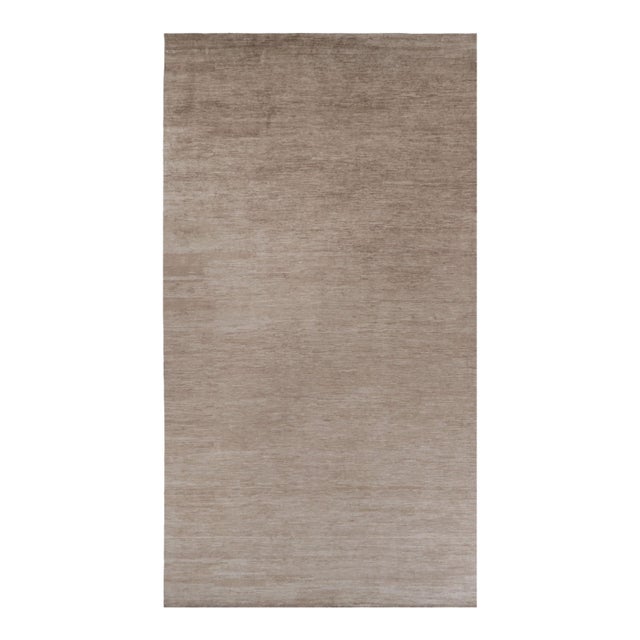 Rug & Kilim’s Oversized Modern Textural Rug in Brown, White and Beige Striae - 12x22 For Sale