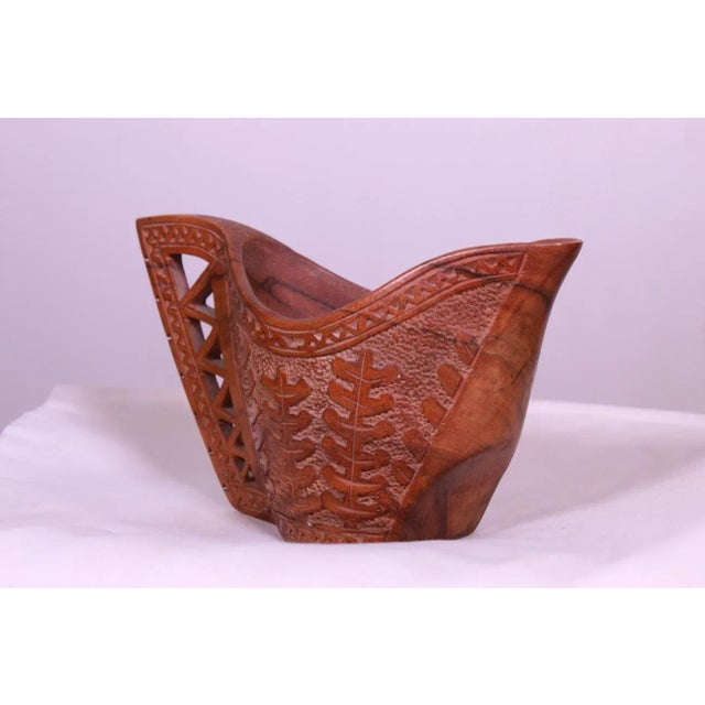 Antique 1900s Hand-Carved Wooden Wedding Cup From Former Yugoslavia/European Balkan For Sale - Image 4 of 13