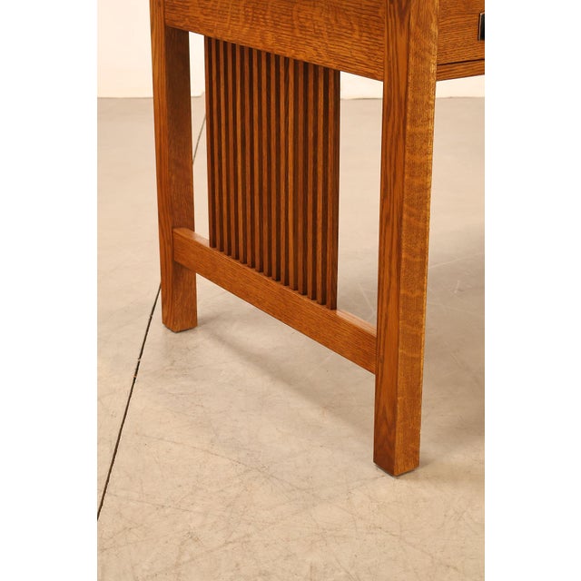 Stickley Mission Collection Oak Spindle Writing Desk For Sale - Image 17 of 18