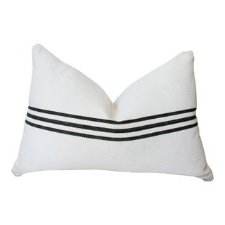 1940's French Linen Striped Pillow/Down Insert For Sale