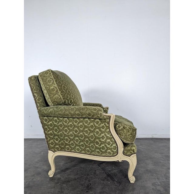 Louis XV Style Lounge Chair in Green For Sale - Image 3 of 9