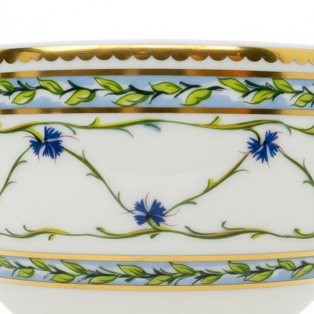 Limoges, France Raynaud Limoges Allee Royale Teacup-France-Fine Porcelain-Gold-Blue Floral-China For Sale - Image 4 of 11