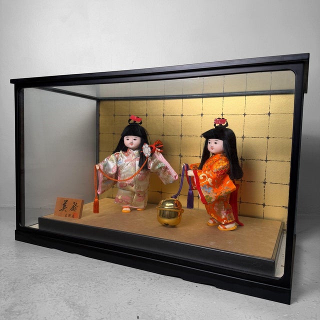 Vintage Japanese Ichimatsu Doll in Display, 1970s, Set of 3 For Sale - Image 10 of 15