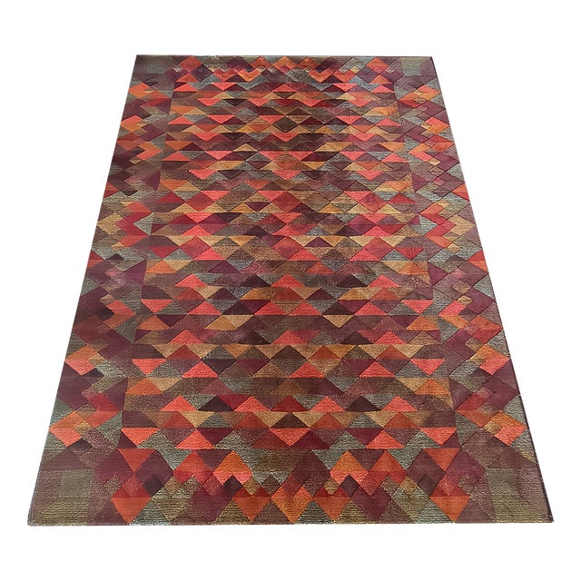 Italian Geometric Woolen Rug by Missoni for T&J Vestor, 1980s For Sale