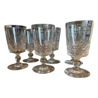 Antique French Hand-Cut Wine Glasses, 1800s, Set of 6 For Sale