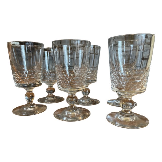 Antique French Hand-Cut Wine Glasses, 1800s, Set of 6 For Sale