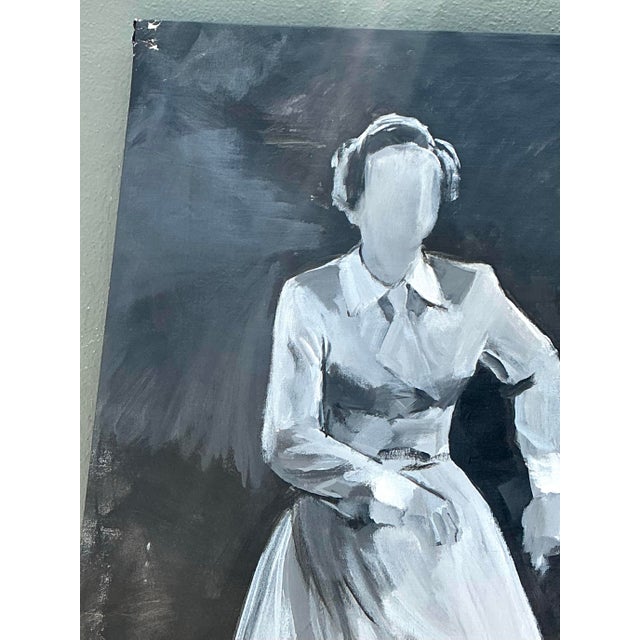Vintage Black and White Dance Portrait on Canvas For Sale - Image 12 of 12
