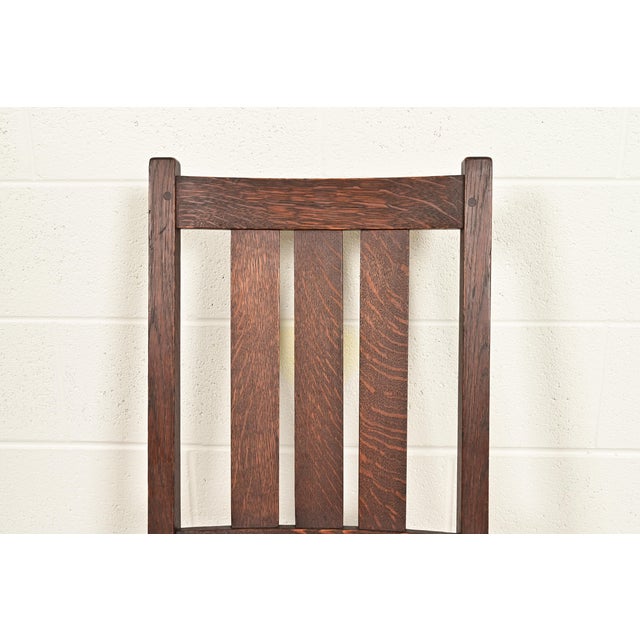 L. & J. G. Stickley Antique Mission Oak Arts & Crafts Rocking Chair, Circa 1910 For Sale In South Bend - Image 6 of 12