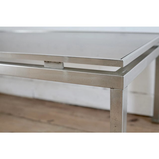 Metal French Steel & Smoked Glass Coffee Table by Guy Lefevre for Maison Jansen, 1970s For Sale - Image 7 of 15