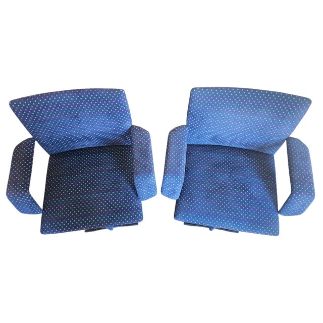 Absolutely gorgeous pair of velvet covered chairs designed by Giorgio Saporiti in postmodern style. The chairs are in...