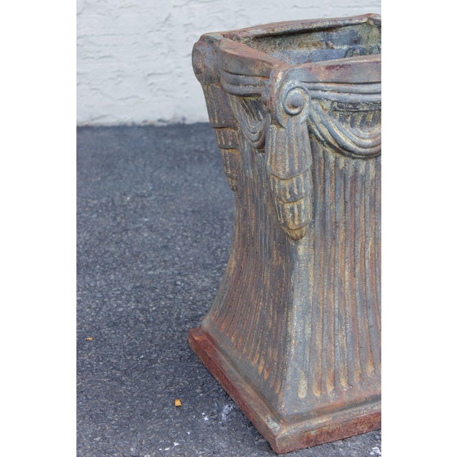 Neoclassical Style Pair Of Cast Iron Garden Planters Or Pedestal Bases For Sale In Philadelphia - Image 6 of 16