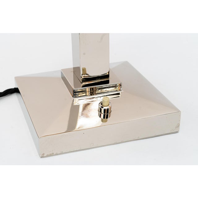 Nickel Table Lamp with Fabric Shade Vienna, Austria, 1920s For Sale - Image 11 of 18