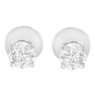 14K White Gold 1/2 Cttw Pie-Cut Diamond Solitaire Stud Earrings (H-I Color, SI1-SI2 Clarity) For Sale