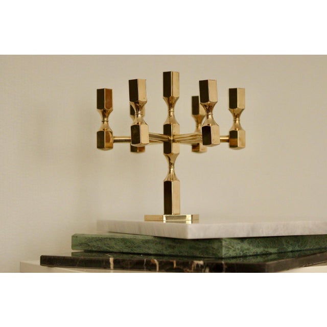 Vintage Swedish Brass Candelabra by Gusum, 1978 For Sale - Image 10 of 10
