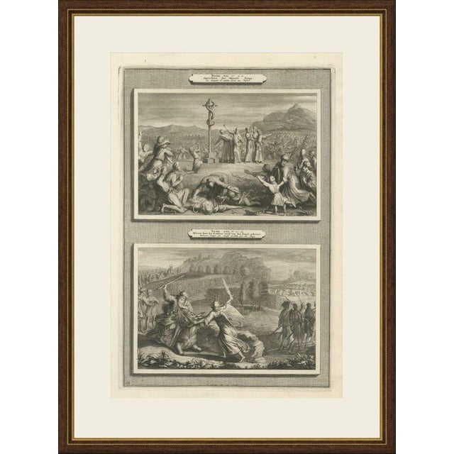 This original copper engraving from Pieter Mortier's illustrated Bible, published in Amsterdam circa 1700, shows two Old...