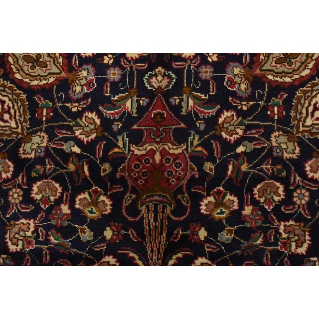 Tabriz Rug 6’6” X 9’7” Blue Wool Vintage Traditional Hand-Knotted Carpet For Sale - Image 9 of 15