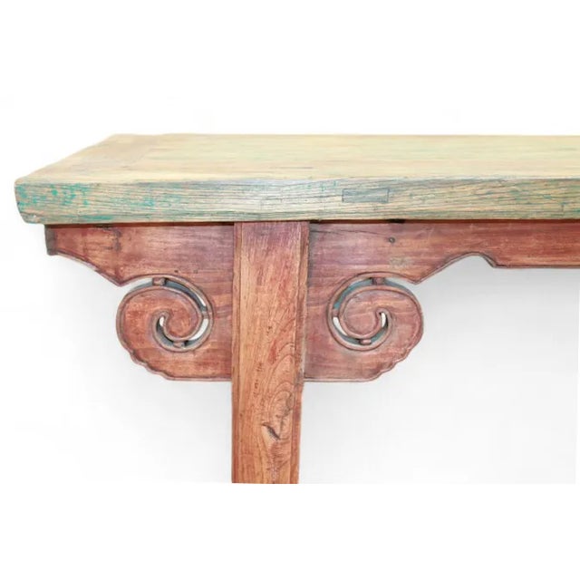 Vintage Green Top Bench or Coffee Table or Low Console Table For Sale In Greensboro - Image 6 of 7