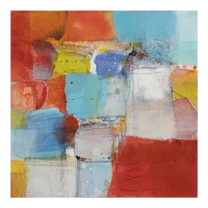 Contemporary Abstract Acrylic on Canvas Painting "Città Vecchia" by Greet Helsen
