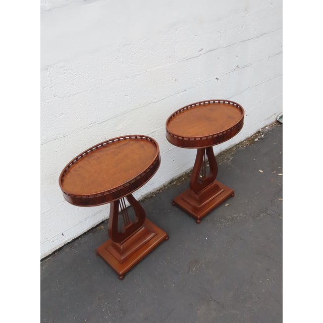 Mahogany Harp Side End Tables a Pair 6665 For Sale - Image 11 of 16