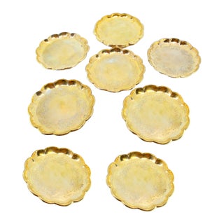 Bread Plates in Gilded Silver with Engraved Plant Motifs, Set of 8 For Sale