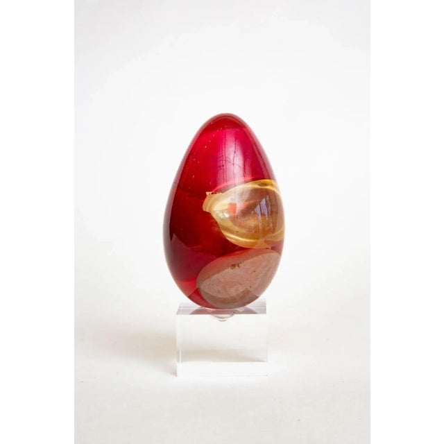 1960s Vintage Resin Ovoid Sculpture on Custom Lucite Base Red, Tan, Purple, Gray, Yellow For Sale - Image 5 of 10