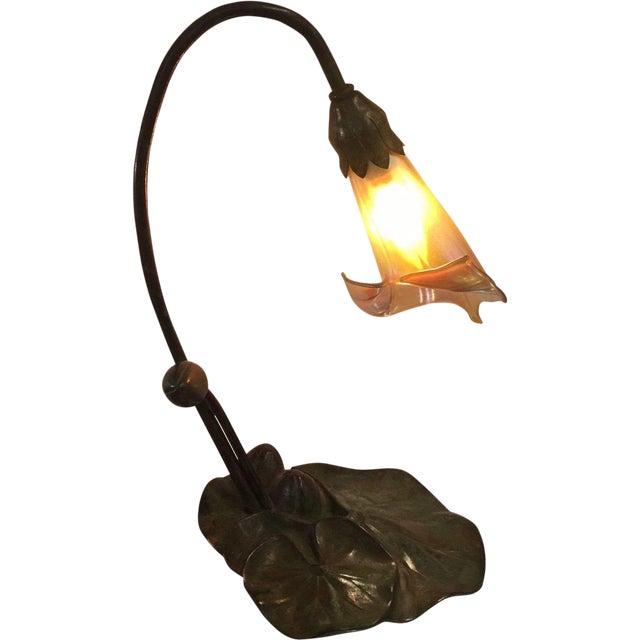 Lundberg Studios American Deluxe Bronze Art Nouveau Lily Lamp Chairish