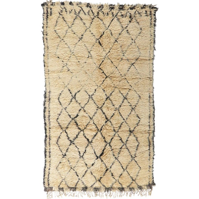 Textile Vintage Moroccan Beni Ourain Rug - 06'02 x 10'05 For Sale - Image 7 of 9