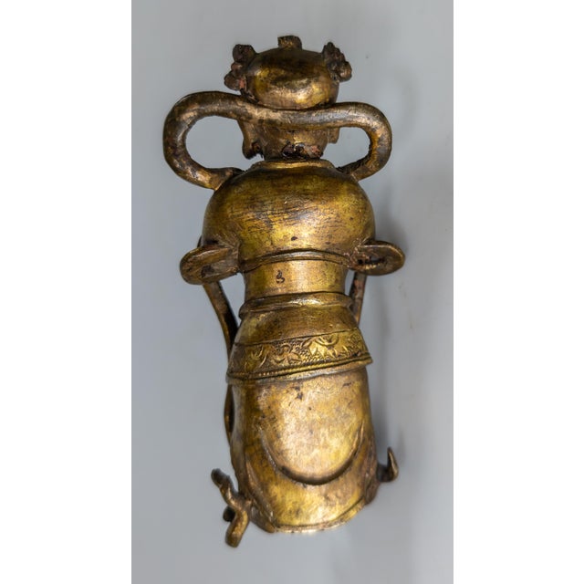 Gold 17th Century or Earlier Ming Gilt Bronze Figure of Boy Attendant For Sale - Image 8 of 13