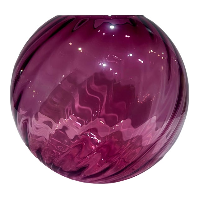 1980s Large Hand-Blown Art Glass Centerpiece, Amethyst/Pink Tone, Murano Style. For Sale