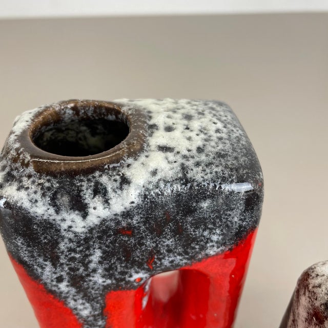1970s Pottery Fat Lava Hole Vases from Übelacker Ceramics, Germany, 1970s, Set of 3 For Sale - Image 5 of 18