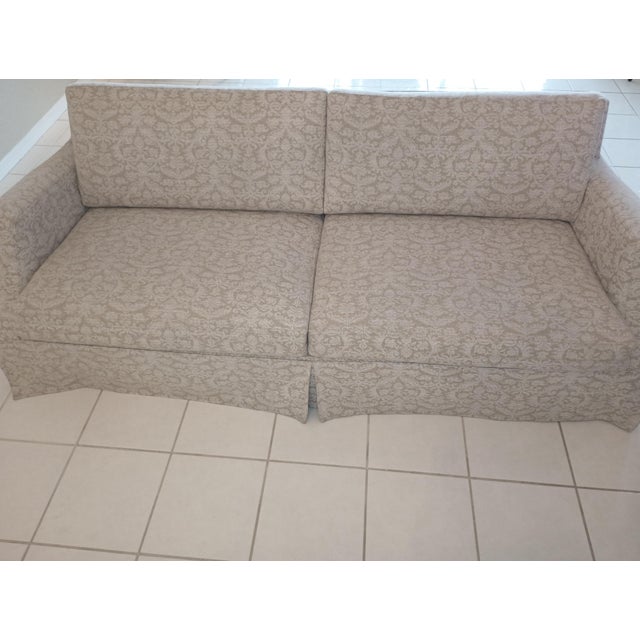 Huge Ethan Allen "Lynn" Slipcovered Sofa is a perfect example of relaxed elegance. A substantial size sofa measurement is...