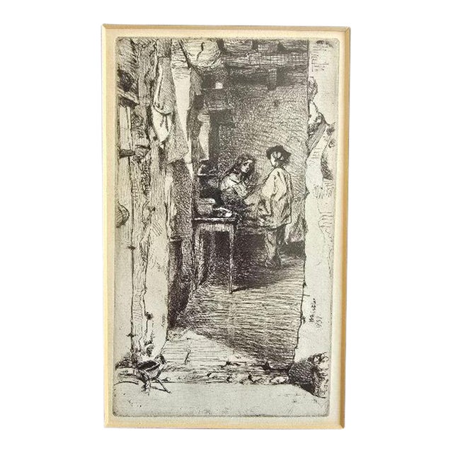 Mid 19th Century James Abbot Whistler Original Etching Rag Gatherers For Sale